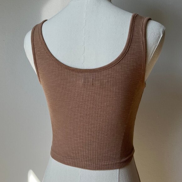NWT Aerie Corset Ribbed Cropped Tank Top in Camel - Picture 4 of 6